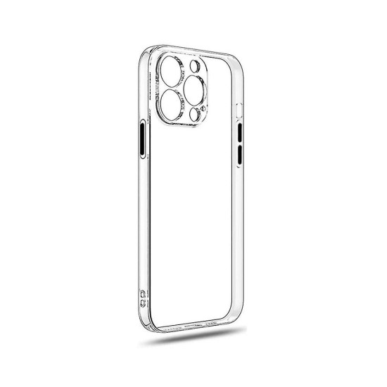 Capa de Silicone Macio com Teclas Laterais Coloridas para Apple iPhone 14 Pro Transparente